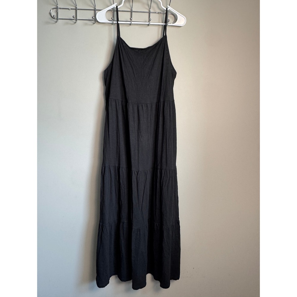 Gap Womens Black Halter Tiered Maxi Dress L Tall Boho Summer Casual Sundress